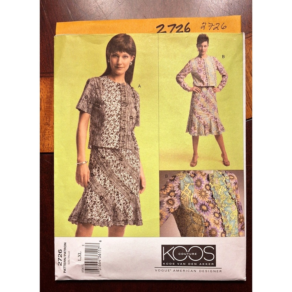 Vogue American Designer‎ - Koos Couture pattern #2726 Size L/XL
